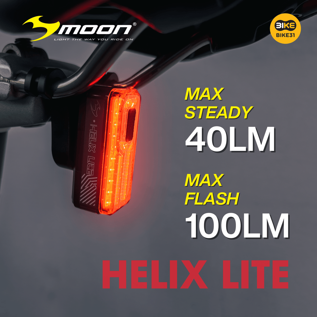 Moon Helix Lite Red 100 Lumens Bicycle Light