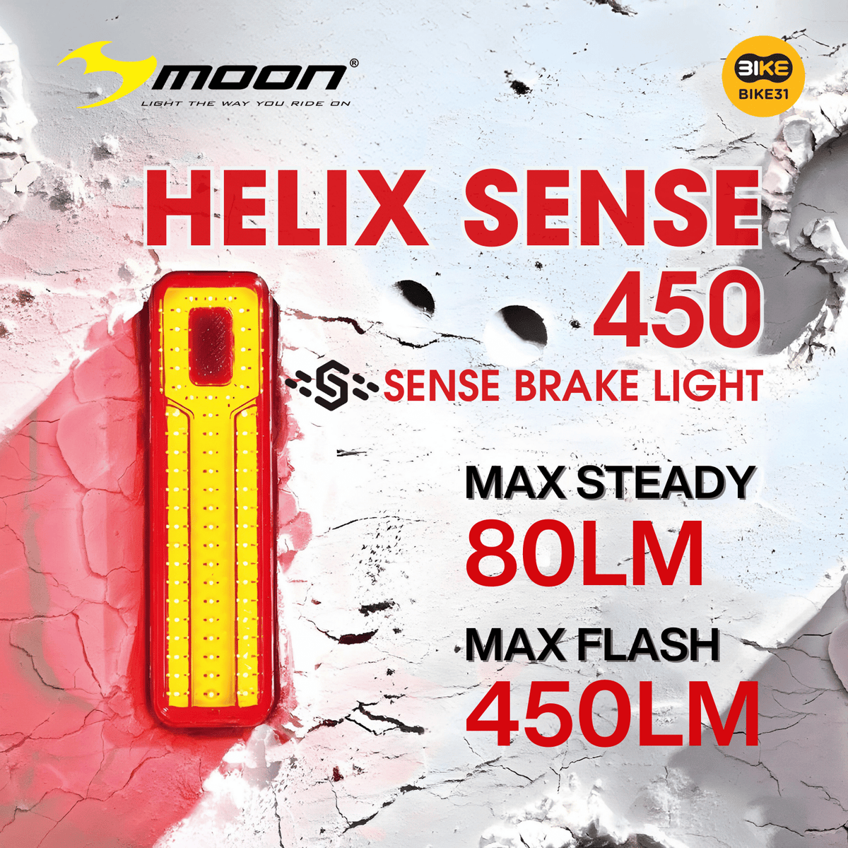 Moon Helix Sense 450 Lumens Bicycle Light (with brake sensing)