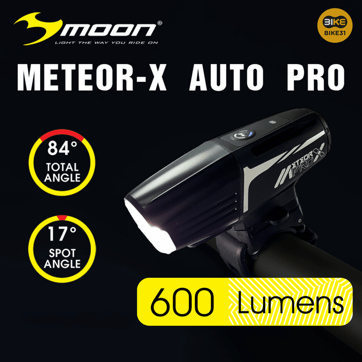 Moon Meteor-X Auto Pro 600 (Flashing 700) Lumens Bicycle Light