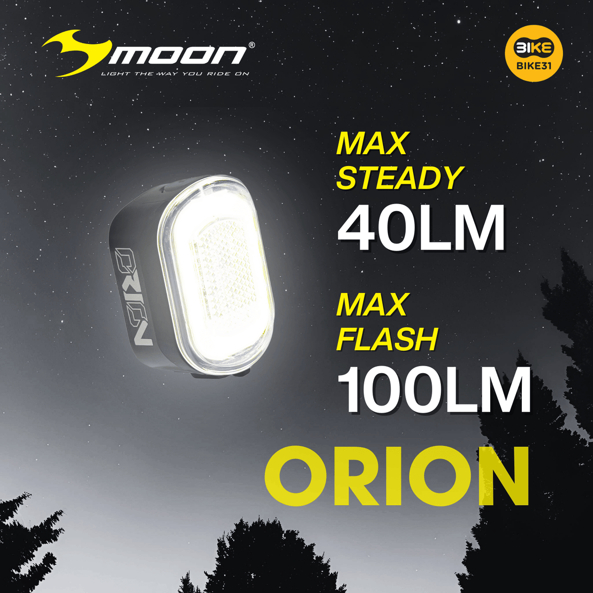 Moon Orion White 100 Lumens Bicycle Light