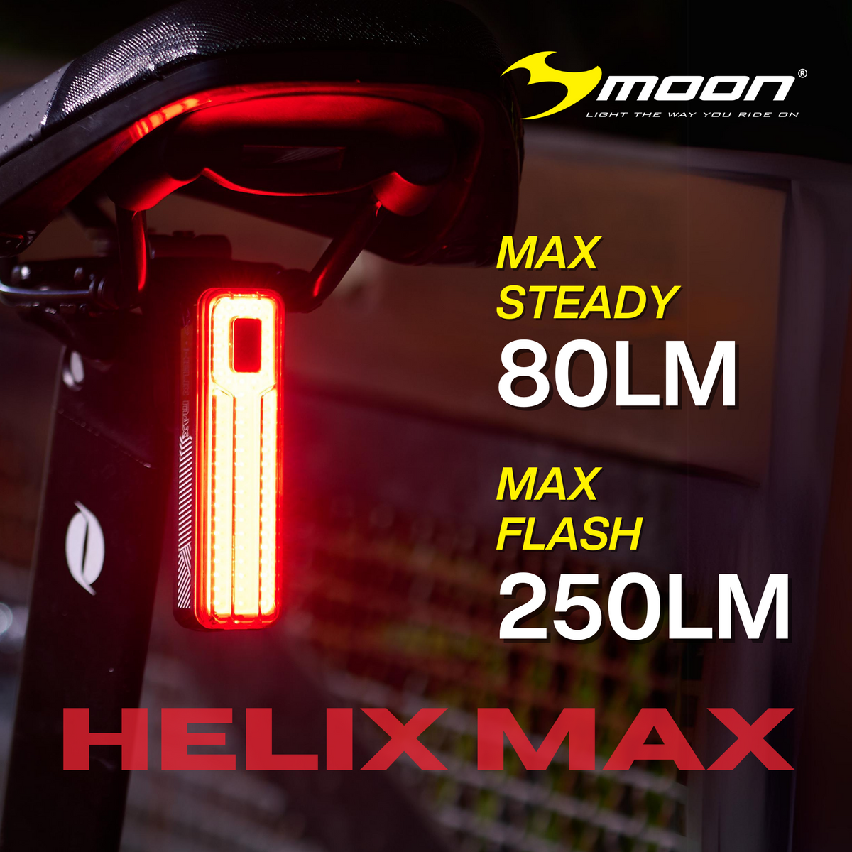 Moon Helix Max Red 250 Lumens Bicycle Light