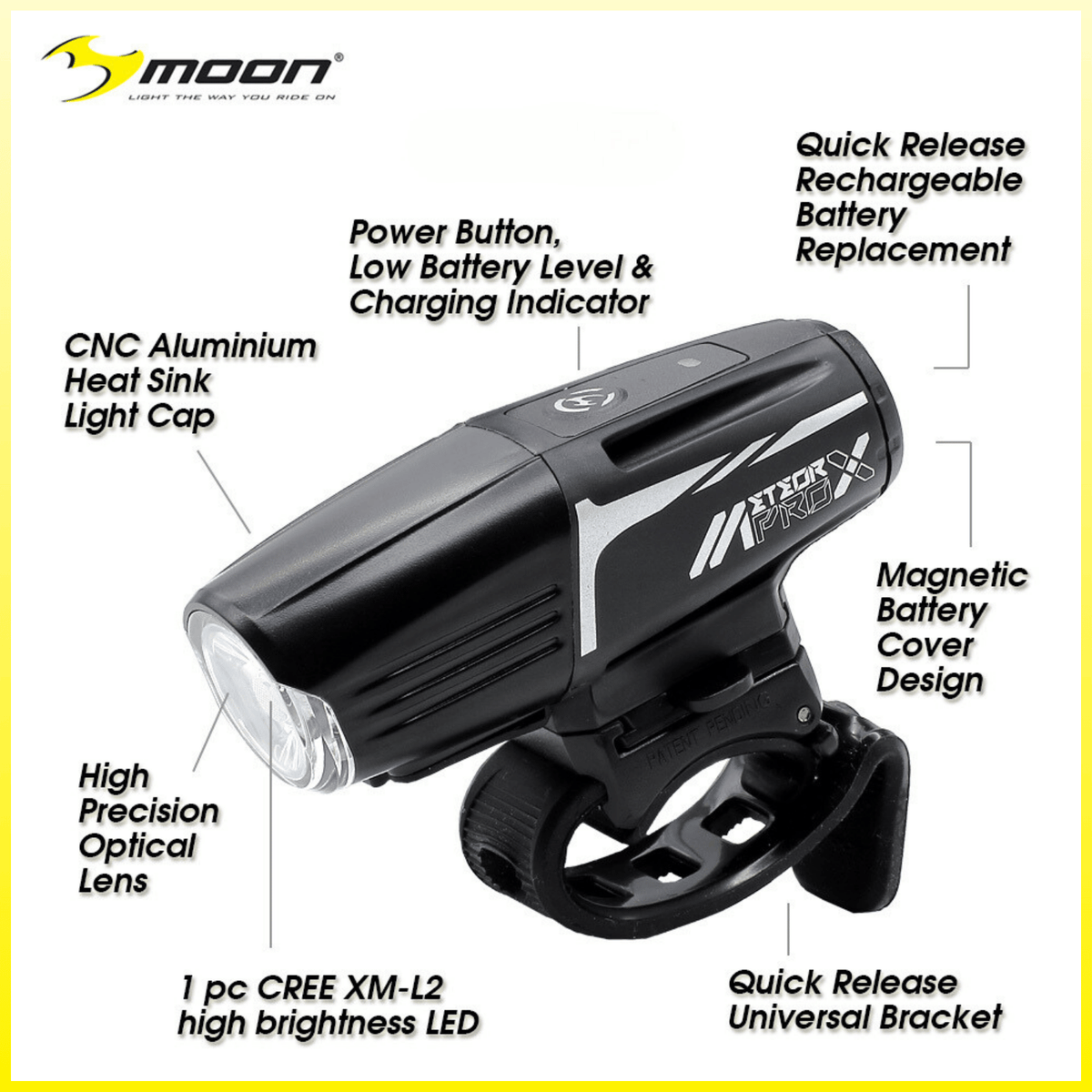 Moon Meteor-X Auto Pro 600 (Flashing 700) Lumens Bicycle Light