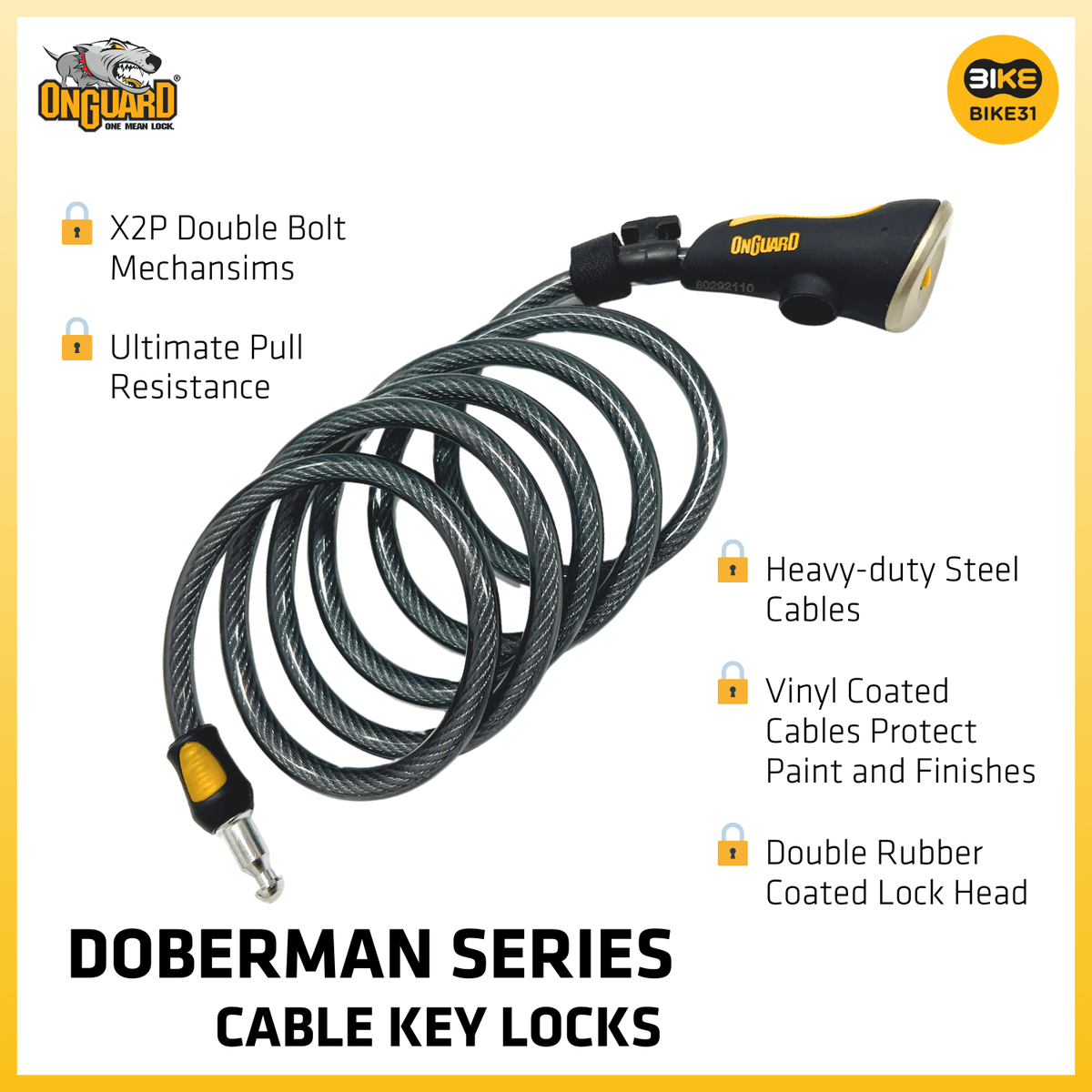 OnGuard Doberman Series Cable Key Locks (8028/8029)