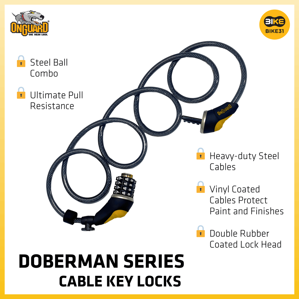 OnGuard Doberman Series Cable Number Locks (8031/8032)