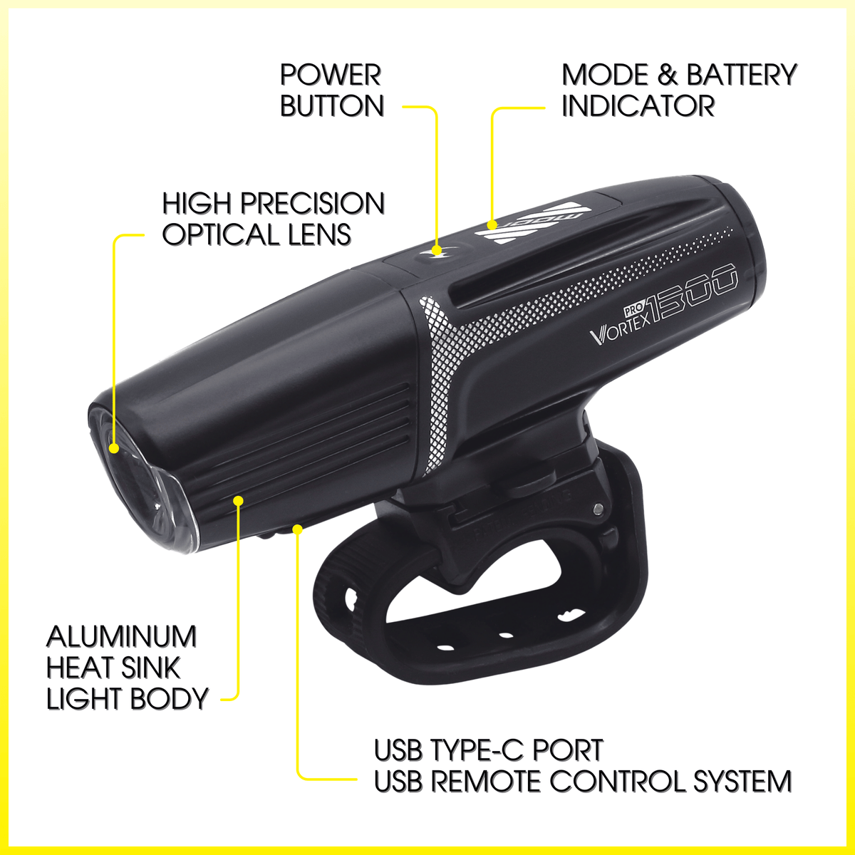 Moon Meteor Vortex Pro 1300 Lumens Bicycle Light