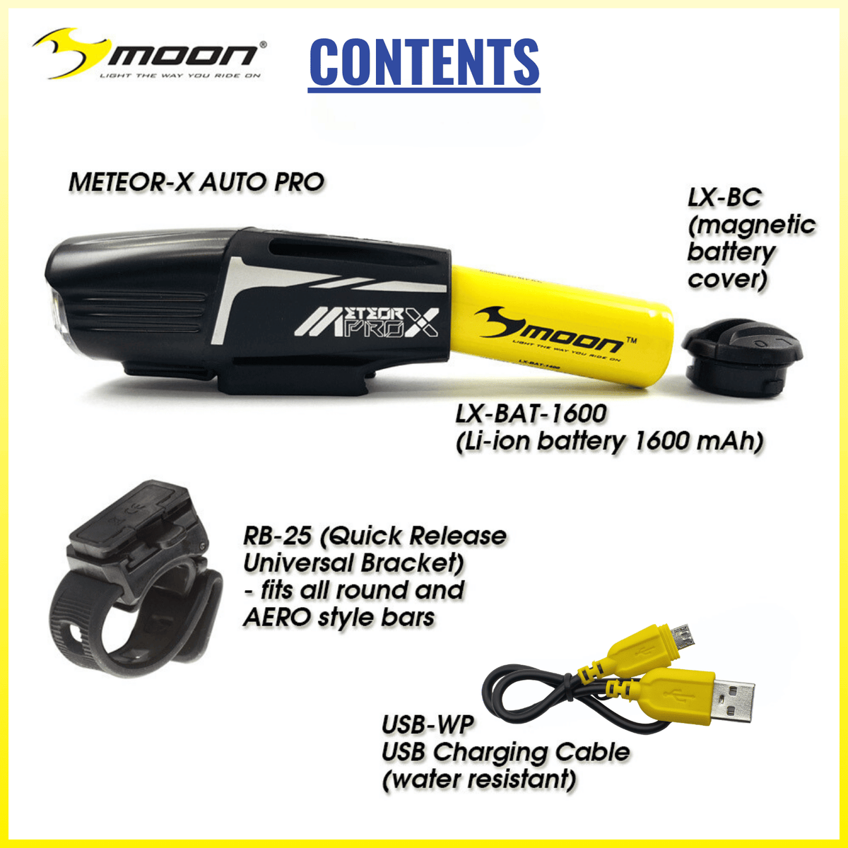 Moon Meteor-X Auto Pro 600 (Flashing 700) Lumens Bicycle Light