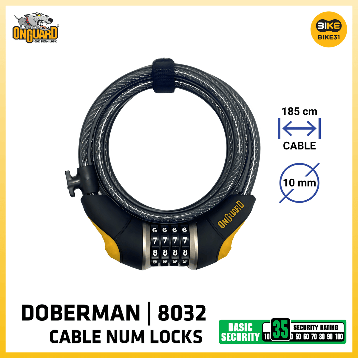 OnGuard Doberman Series Cable Number Locks (8031/8032)