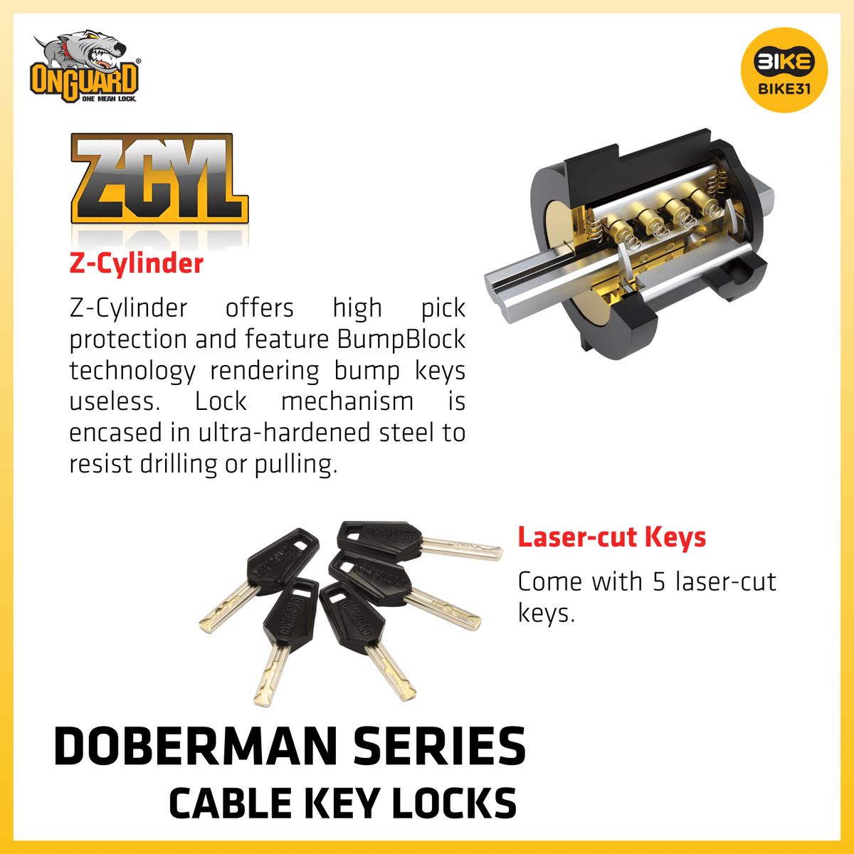 OnGuard Doberman Series Cable Key Locks (8028/8029)