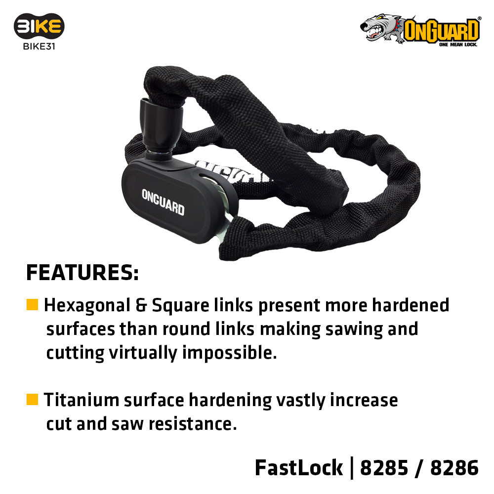 OnGuard Fastlock Series / Bicycle Chain Key Lock / Length 120cm or 90cm / Thickness 5.5mm