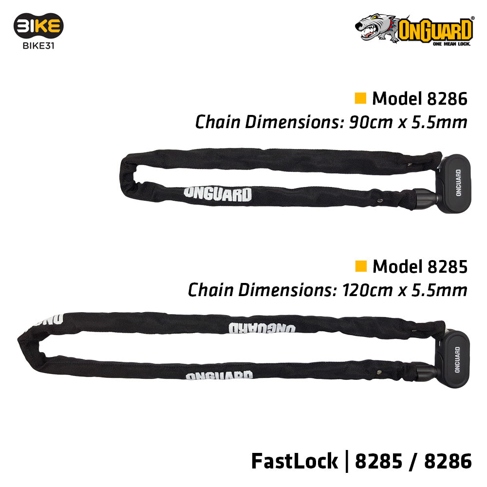 OnGuard Fastlock Series / Bicycle Chain Key Lock / Length 120cm or 90cm / Thickness 5.5mm