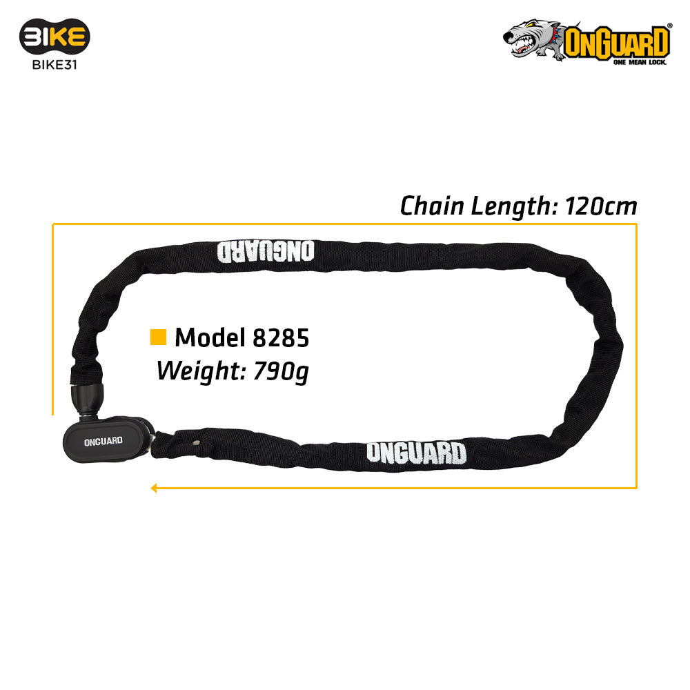 OnGuard Fastlock Series / Bicycle Chain Key Lock / Length 120cm or 90cm / Thickness 5.5mm